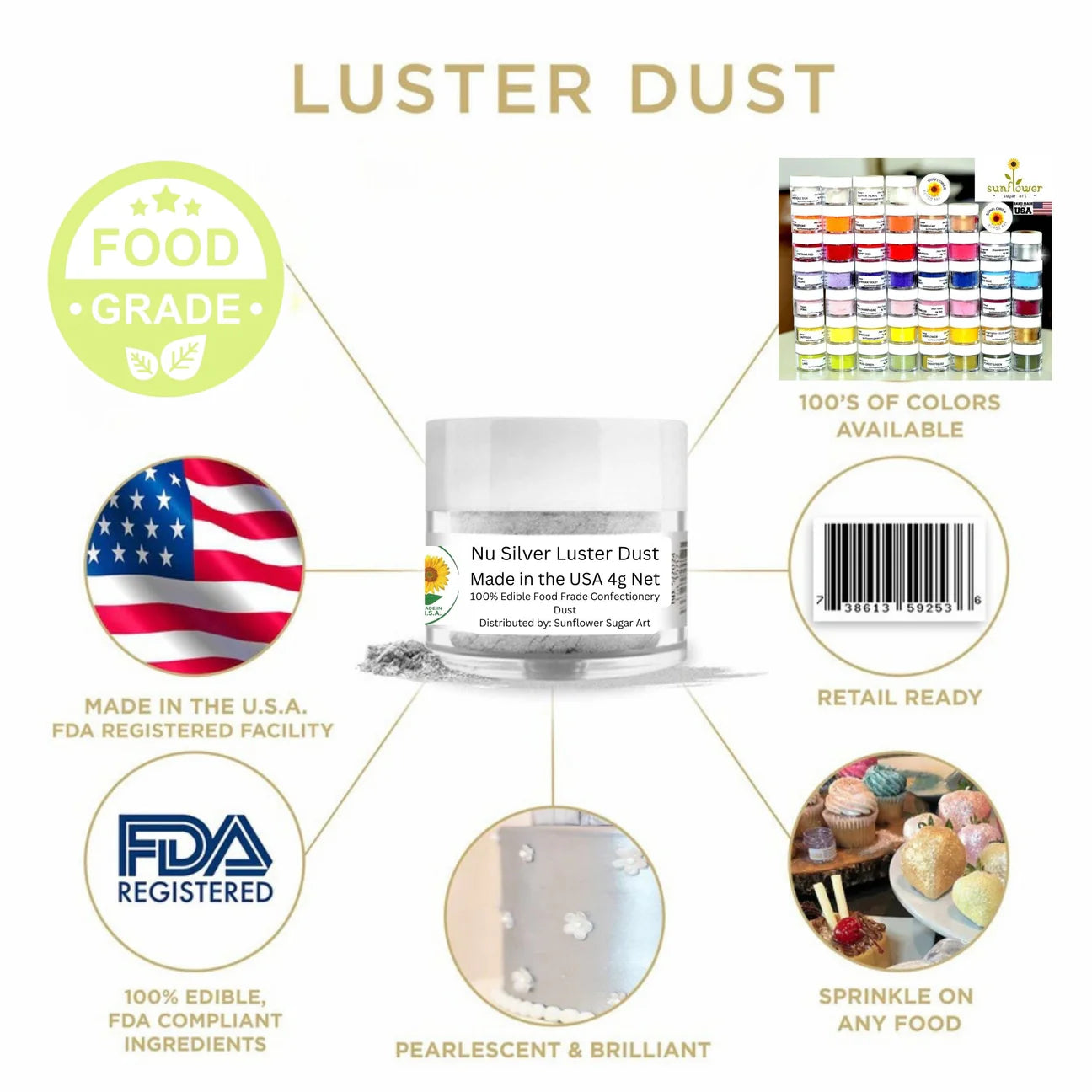 Sunflower Sugar Art-Luster Nu Silver