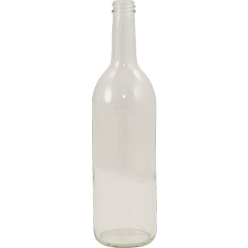 750 ml Clear Bordeaux Wine Bottles, Flat Bottom Screw Top - Case of 12