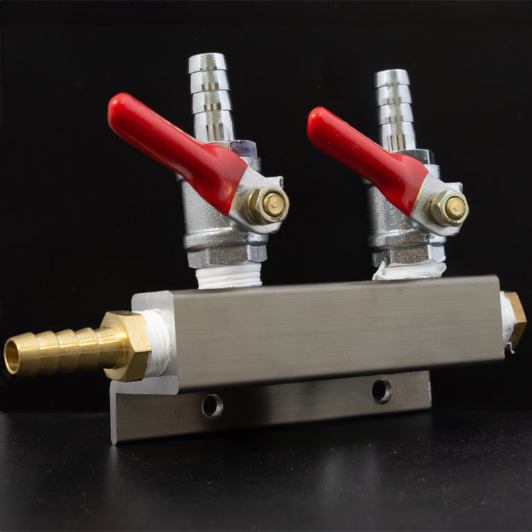 2-WAY GAS MANIFOLD WITH 5/16" INLET AND OUTLET BARBS