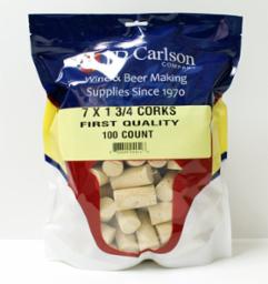 7X1 3/4 FIRST QUALITY STRAIGHT WINE CORKS PORE FILLED 30/BAG