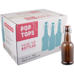 Pop Tops Swing Top Bottles - 16 oz Amber (Case of 12)